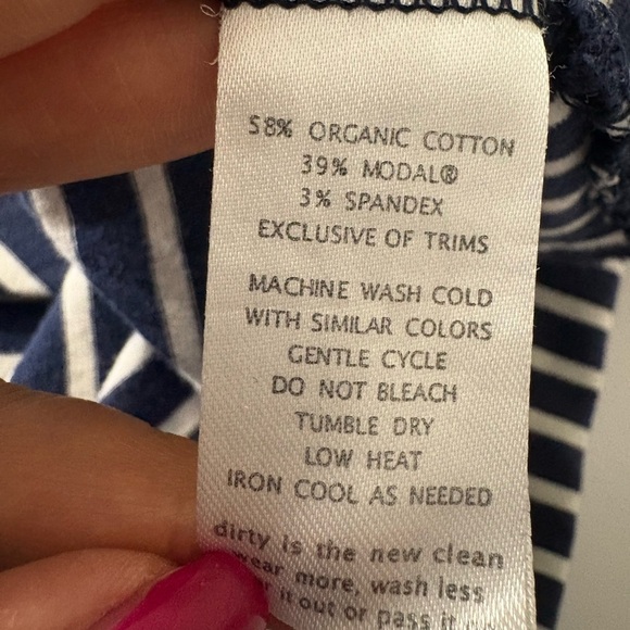 Toad&Co Organic Cotton Samba Muse Navy/White Striped Dress w Side Cinch, Pocket - Picture 6 of 13